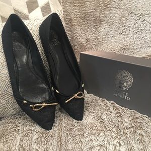 Used Vince Camuto Pointy Flats W/ Gold Detail